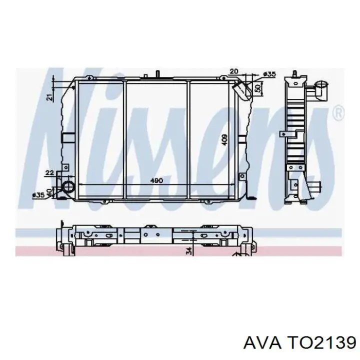 TO2139 AVA radiador refrigeración del motor