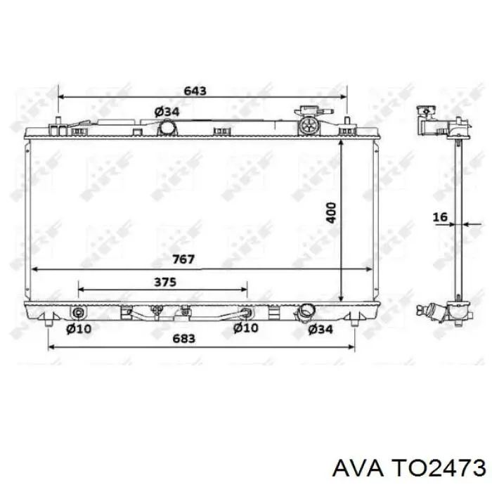 Água radiador AVA TO2473 precio, desde 105,90 EUR