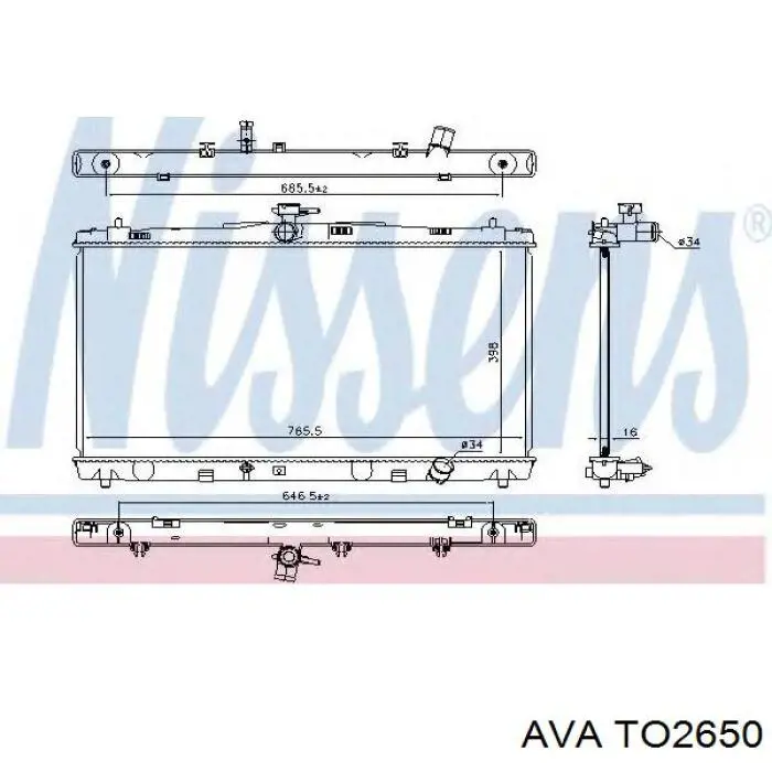 TO2650 AVA radiador refrigeración del motor