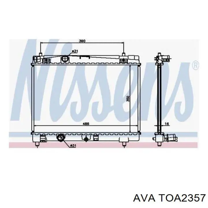 TOA2357 AVA radiador refrigeración del motor