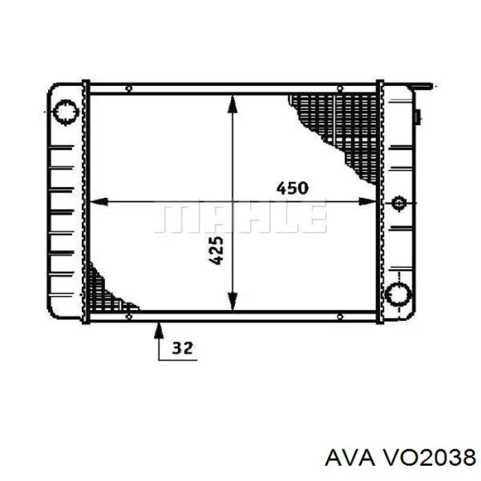 VO2038 AVA radiador refrigeración del motor