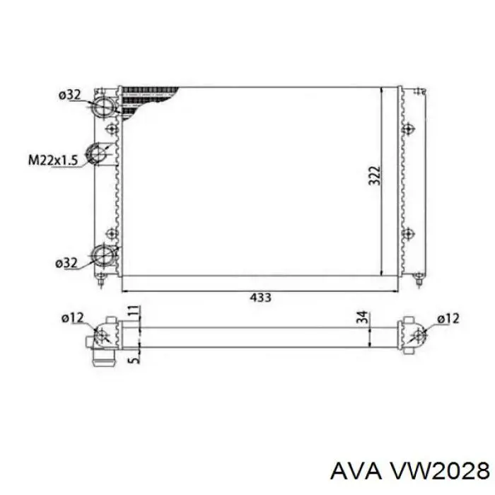 VW 2028 AVA radiador refrigeración del motor