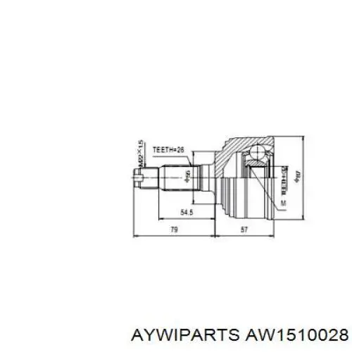 AW1510028 Aywiparts junta homocinética exterior delantera