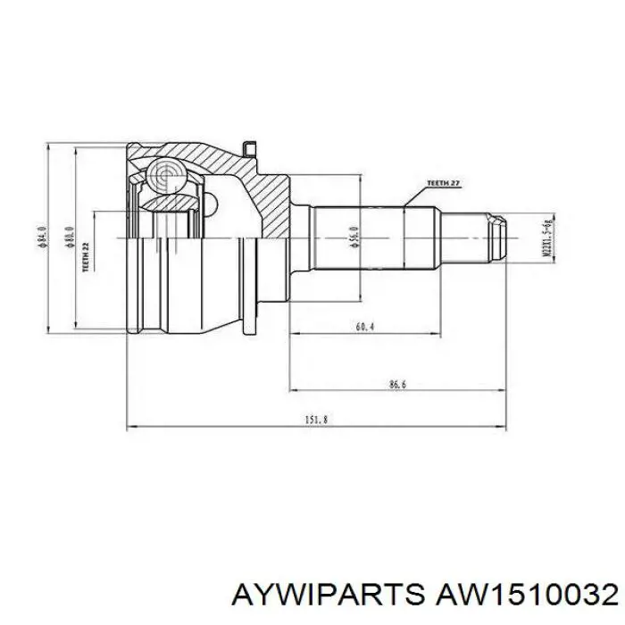 Junta homocinética exterior delantera Chevrolet Aveo 2 T250, T255