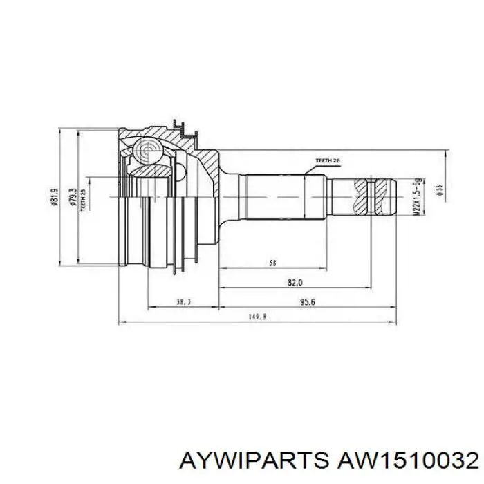 Junta homocinética exterior delantera Chevrolet Aveo 2 T250, T255