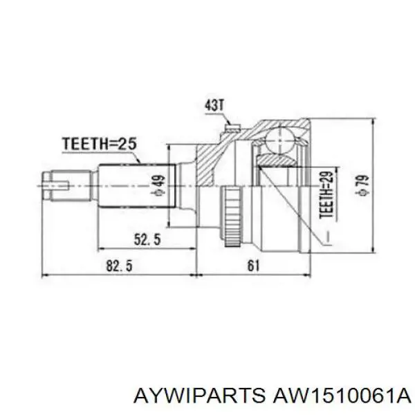 AW1510061A Aywiparts junta homocinética exterior delantera