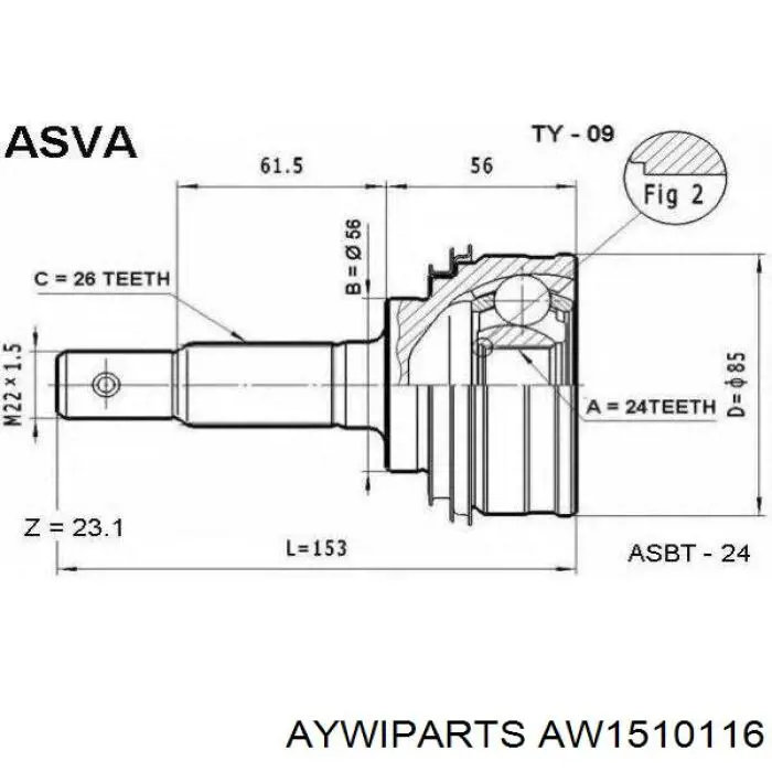 Junta homocinética exterior delantera Toyota Celica T16