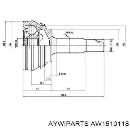 AW1510118 Aywiparts junta homocinética exterior delantera