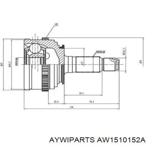 AW1510152A Aywiparts junta homocinética exterior delantera