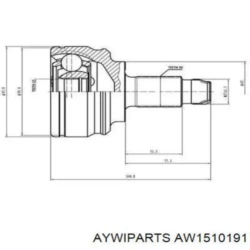 AW1510191 Aywiparts junta homocinética exterior delantera