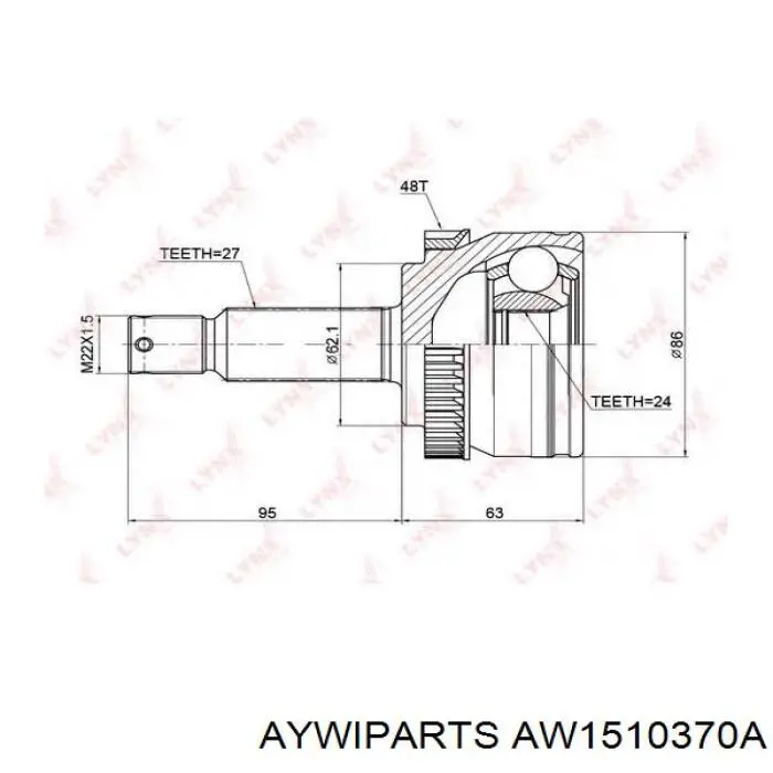 AW1510370A Aywiparts junta homocinética exterior delantera