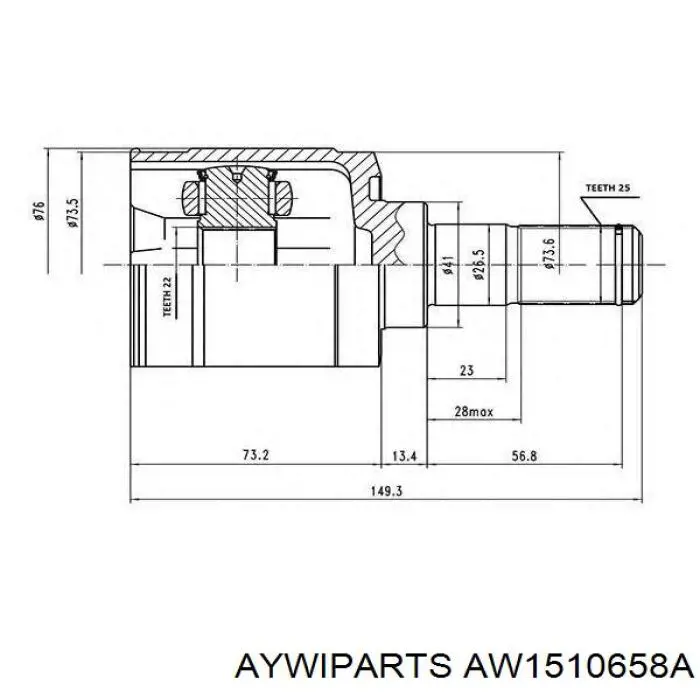 AW1510658A Aywiparts junta homocinética exterior delantera