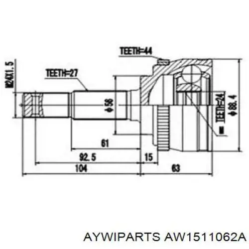 AW1511062A Aywiparts junta homocinética exterior delantera