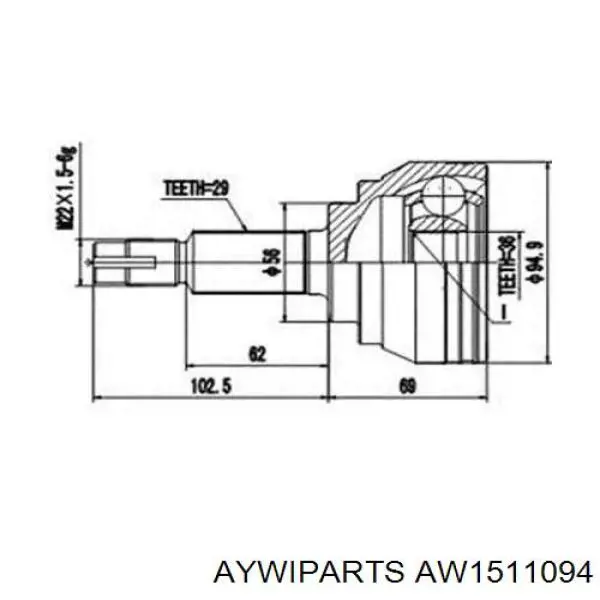 AW1511094 Aywiparts junta homocinética exterior delantera