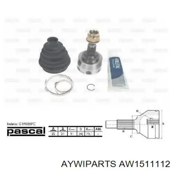 AW1511112 Aywiparts junta homocinética exterior delantera