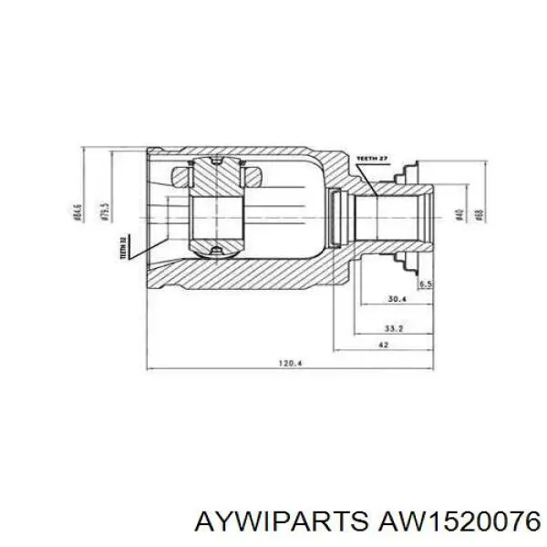 AW1520076 Aywiparts junta homocinética exterior delantera