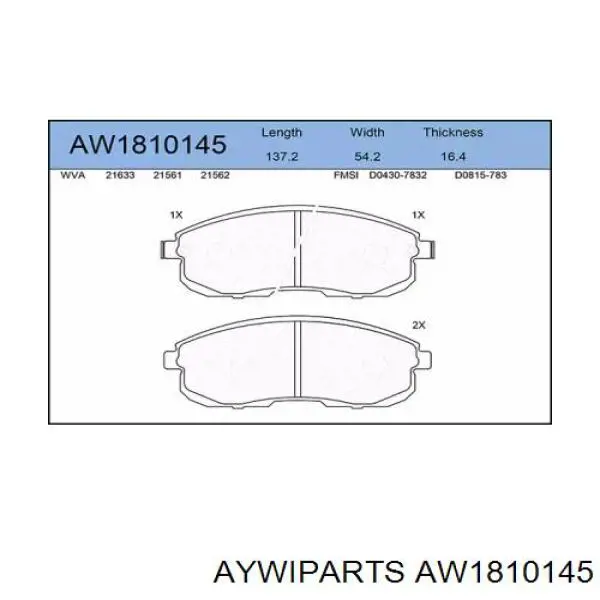 AW1810145 Aywiparts pastillas de freno delanteras