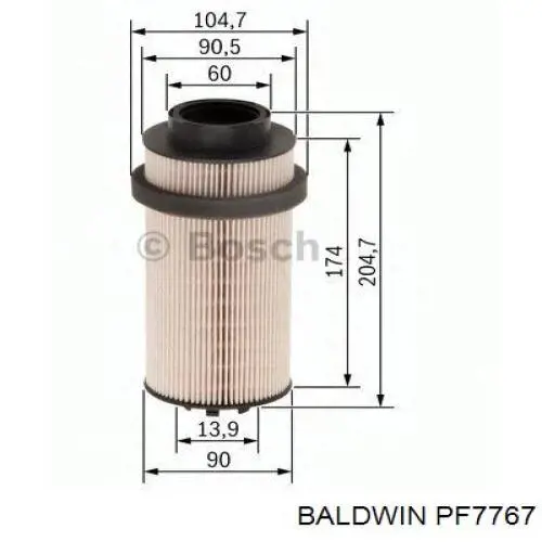 PF7767 Baldwin filtro combustible