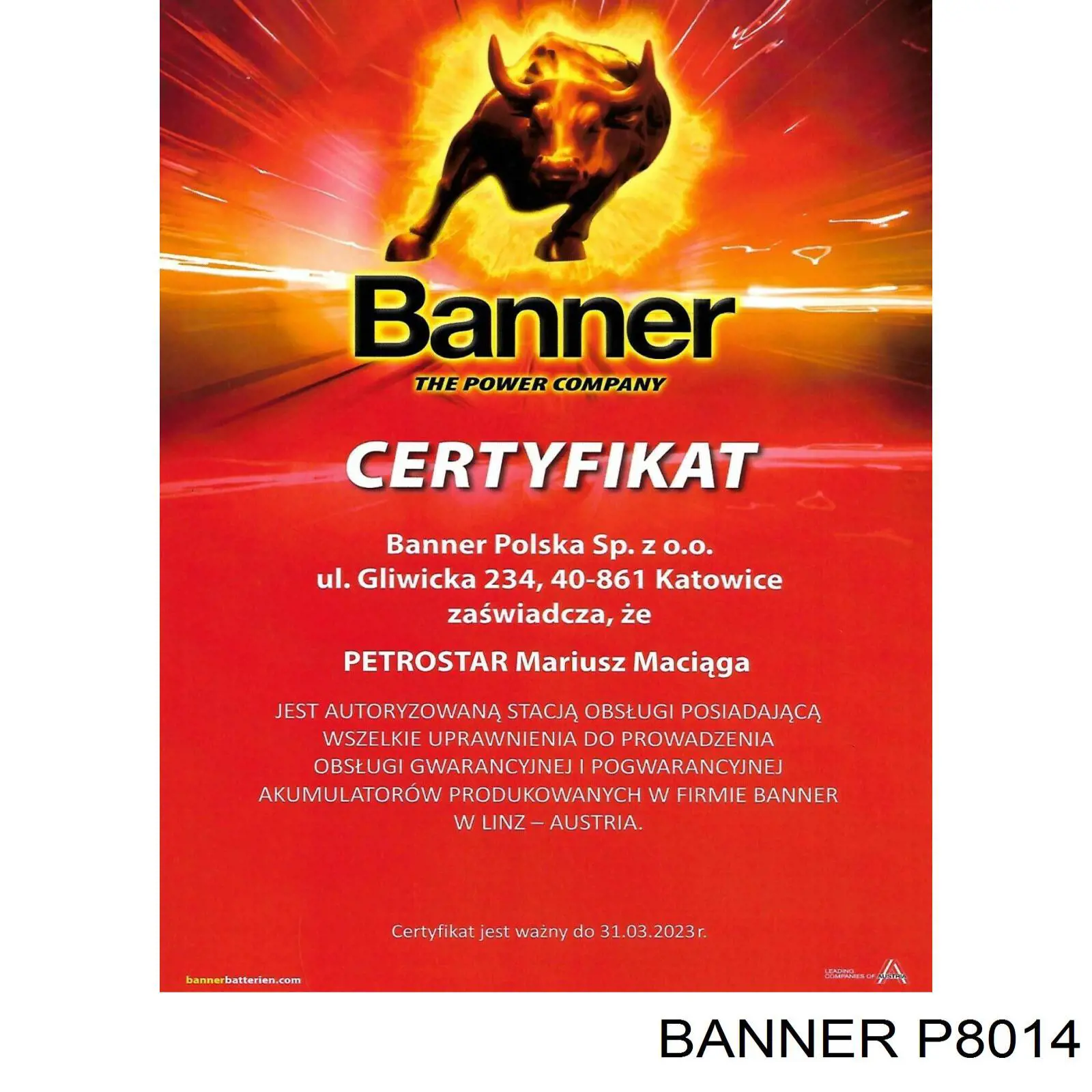 P8014 Banner Batería Start-Stop