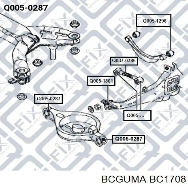 BC1708 Bcguma suspensión, brazo oscilante trasero inferior