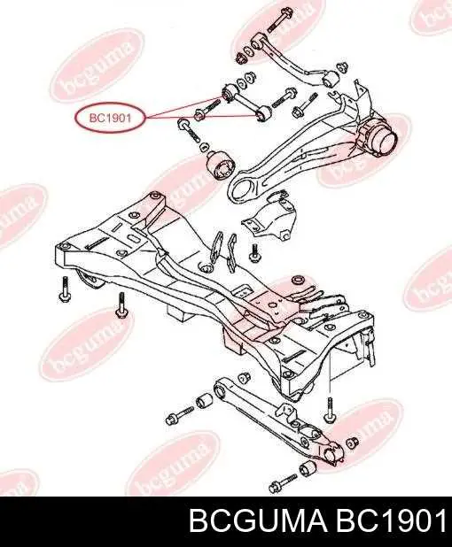 Silentblock de brazo transversal de suspensión trasera BC1901 Bcguma