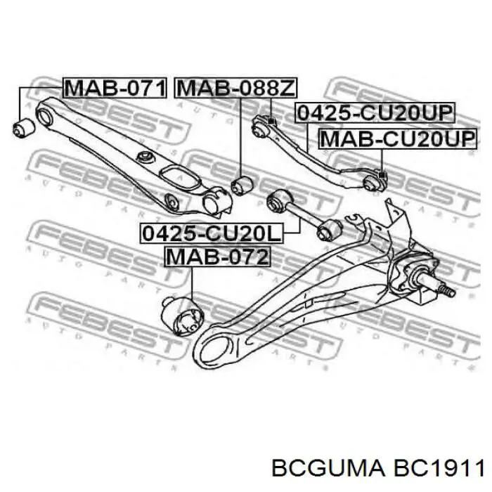 BC1911 Bcguma Silentblock de brazo transversal de suspensión trasera