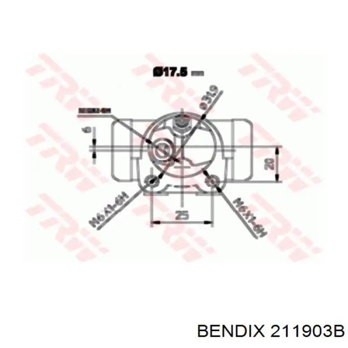 211903B Jurid/Bendix cilindro de freno de rueda trasero