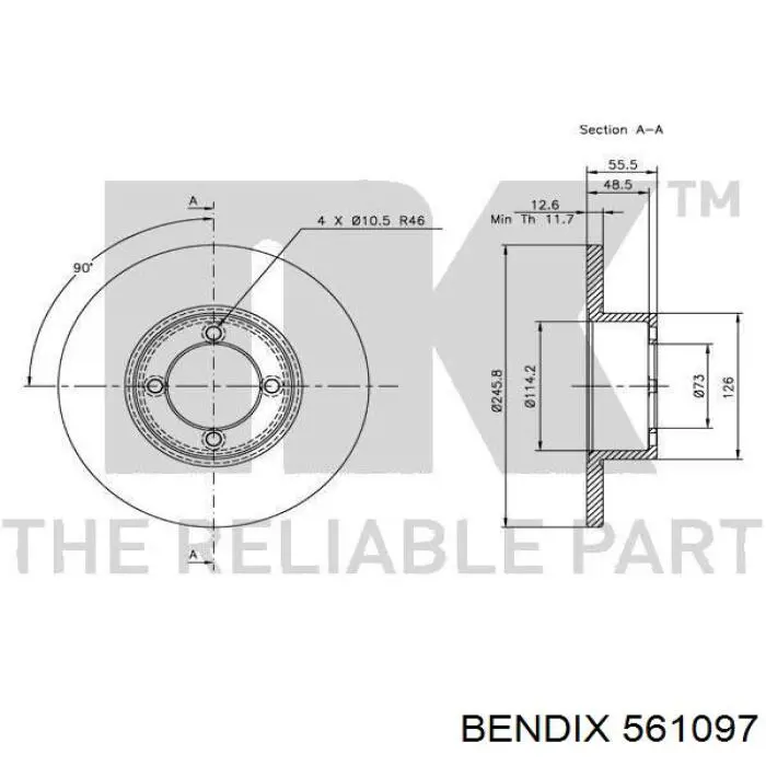 561097 Jurid/Bendix freno de disco delantero