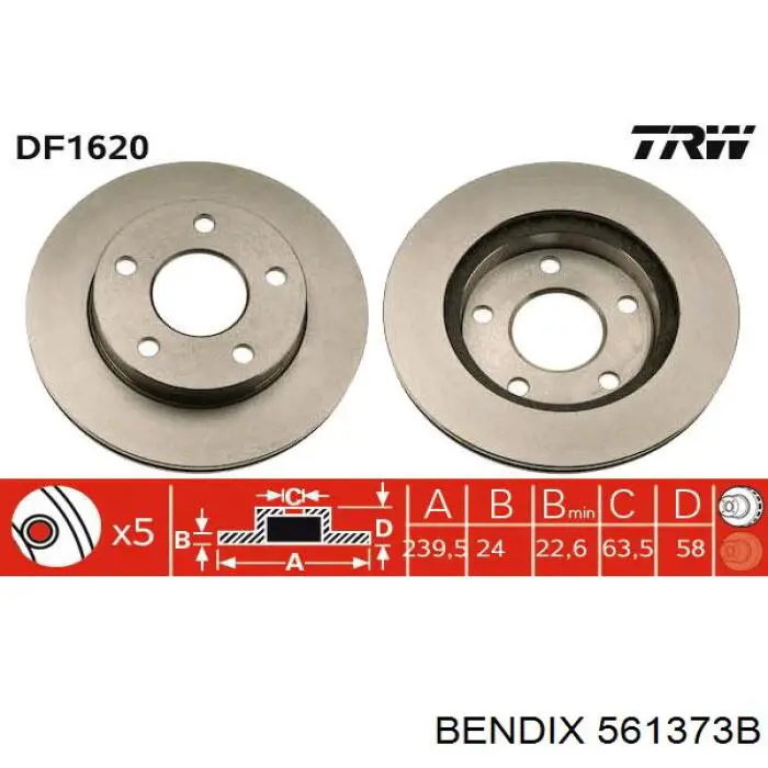 Freno de disco delantero Ford Escort 4 GAF, AWF, ABFT