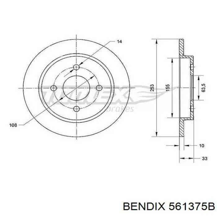 Disco de freno trasero Ford Sierra 1 GBC