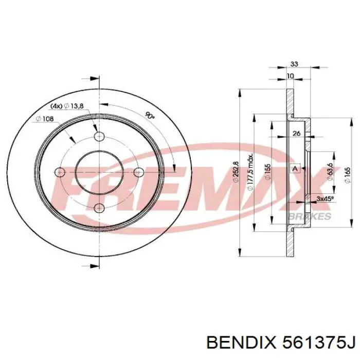 Disco de freno trasero Ford Sierra 1 GBC