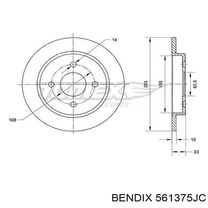 Disco de freno trasero Ford Sierra 1 GBC