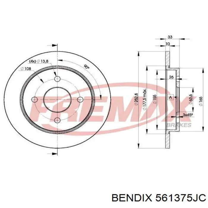 Disco de freno trasero Ford Sierra 1 GBC
