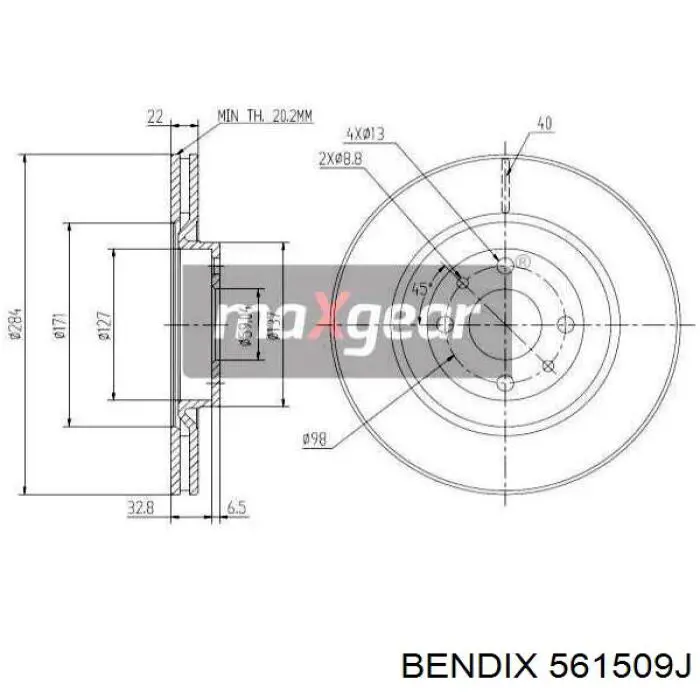 561509J Jurid/Bendix freno de disco delantero