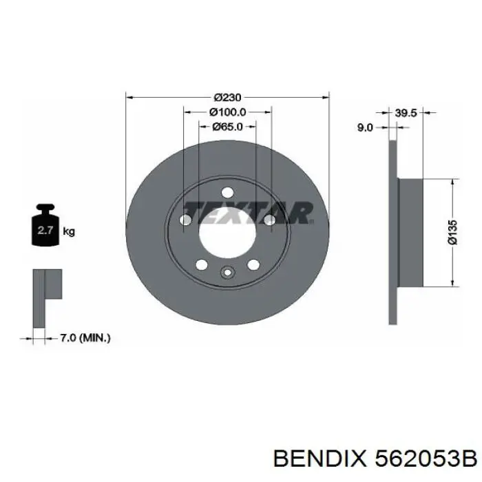 562053B Jurid/Bendix Freno de disco trasero