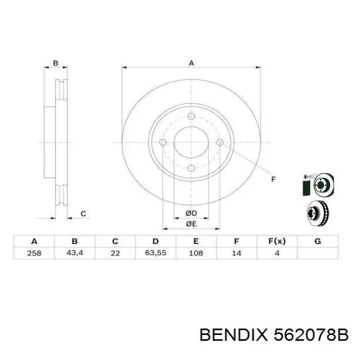 Disco de freno delantero Jurid/Bendix 562078B