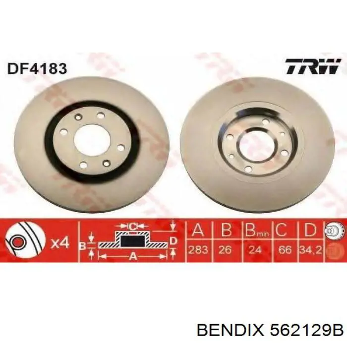 Freno de disco delantero Citroen C4 UD