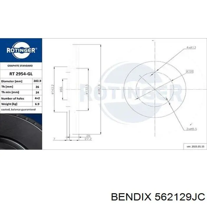 Freno de disco delantero Citroen C4 UD