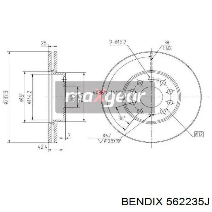 Freno de disco delantero Volkswagen Caddy 2 9K9