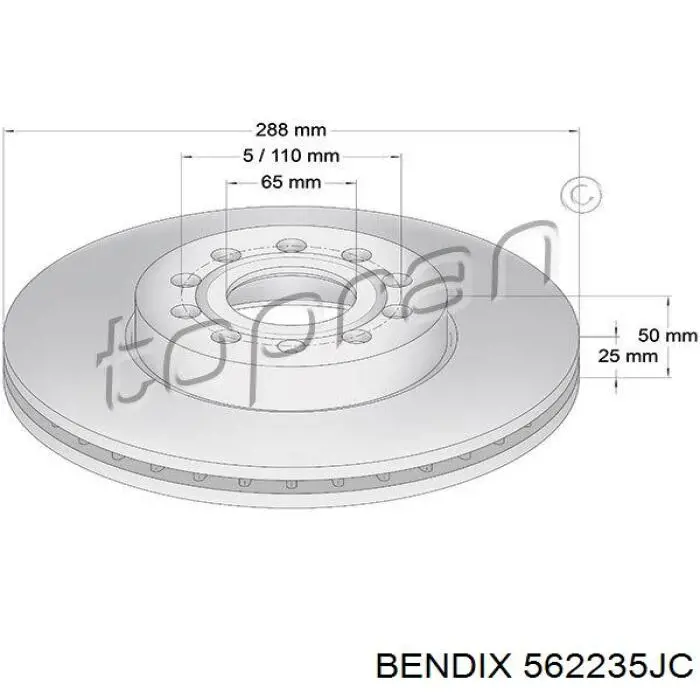 Freno de disco delantero Volkswagen Caddy 2 9K9