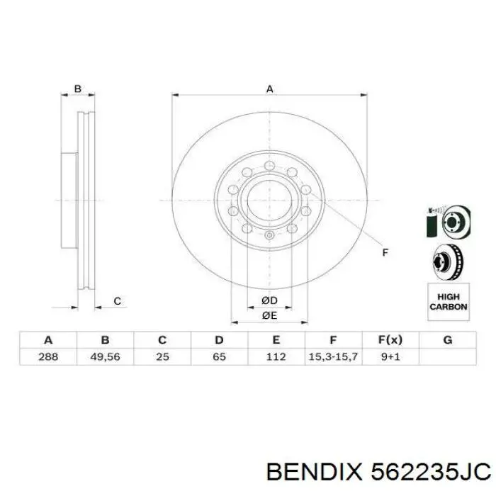 Freno de disco delantero Volkswagen Caddy 2 9K9