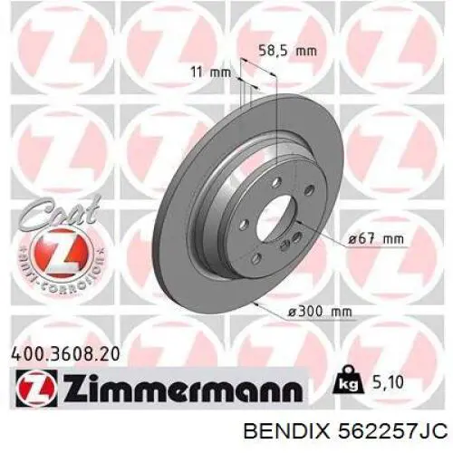 562257JC Jurid/Bendix disco de freno trasero