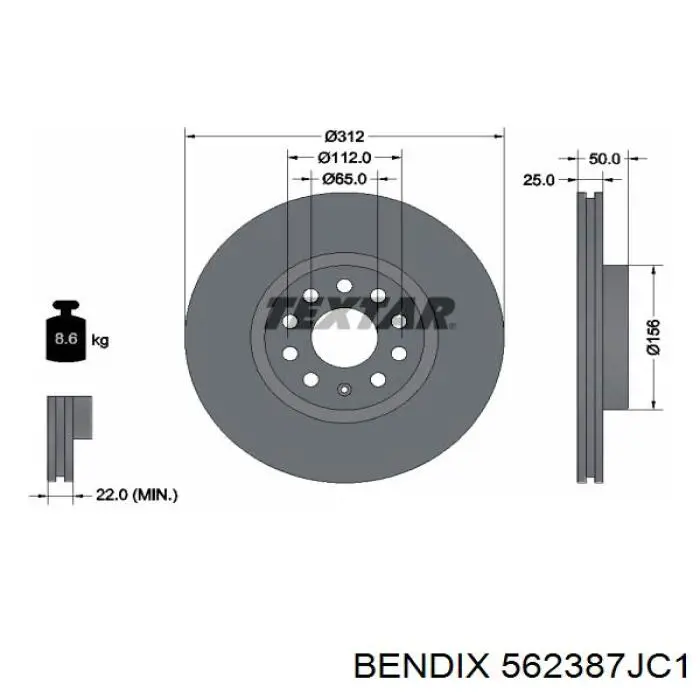 562387JC1 Jurid/Bendix freno de disco delantero