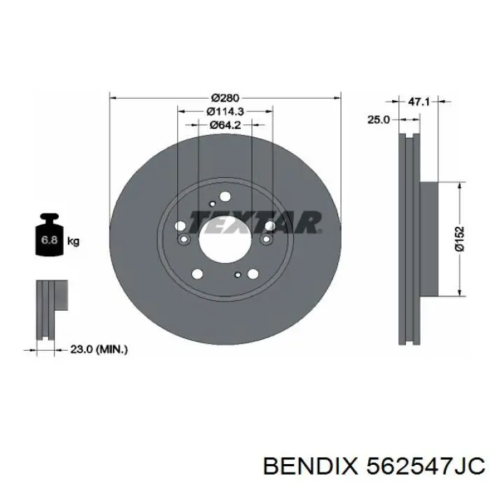 562547JC Jurid/Bendix freno de disco delantero