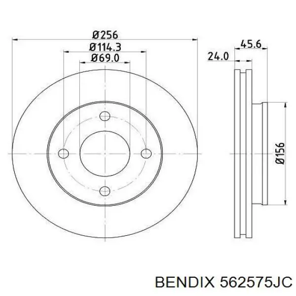 562575JC Jurid/Bendix freno de disco delantero