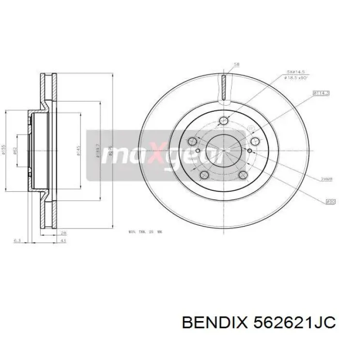 Disco de freno 562621JC Jurid/Bendix