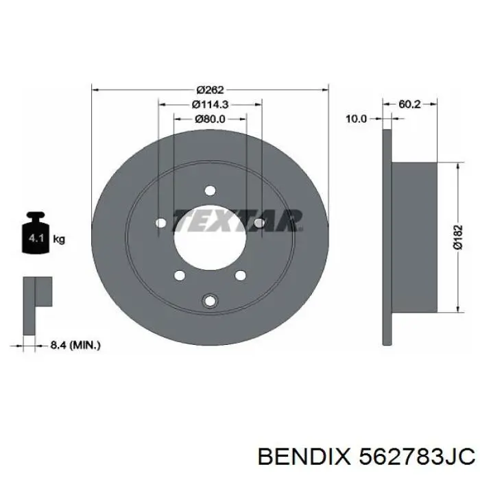 562783JC Jurid/Bendix disco de freno trasero