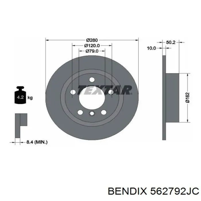 562792JC Jurid/Bendix disco de freno trasero