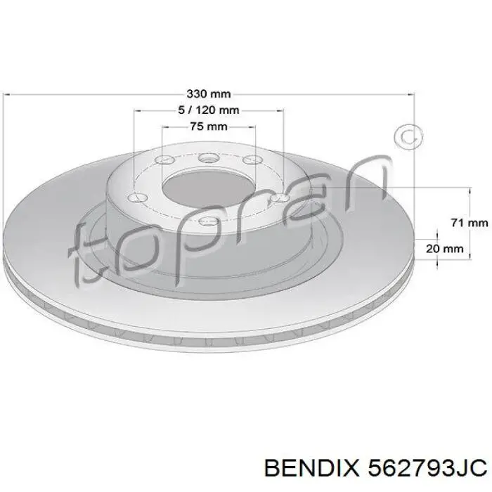 562793JC Jurid/Bendix disco de freno trasero