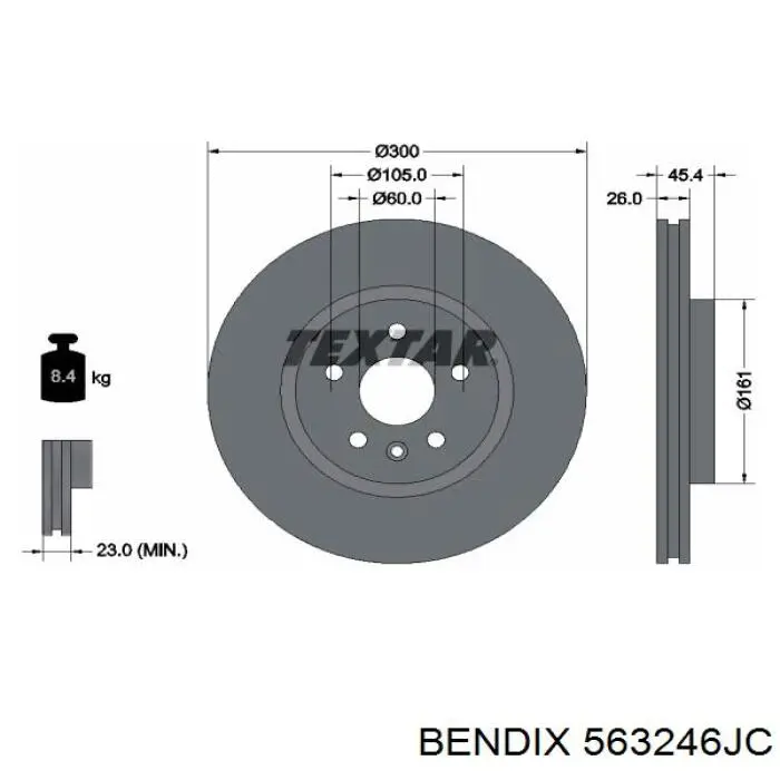 563246JC Jurid/Bendix freno de disco delantero